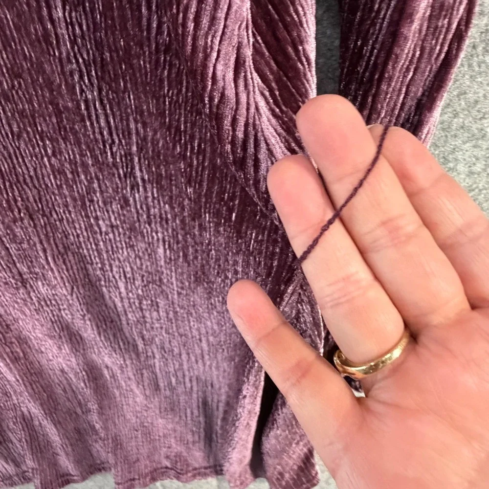 Dress Forum Velvet Tunic Dress Womens M Plum Plisse Style Crinkled Romantic Goth